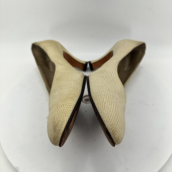 Salvatore Ferragamo Classic Pump Women Size 8 Medium Heel Shoes Cream Beige - Picture 8 of 13